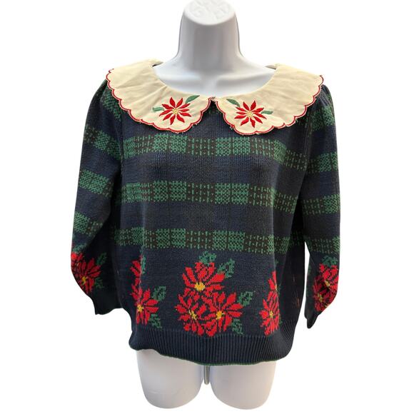 Boonie Noble Sweaters - Vintage Boonie Noble Women M Bishop collar Ugly Christmas Pullover